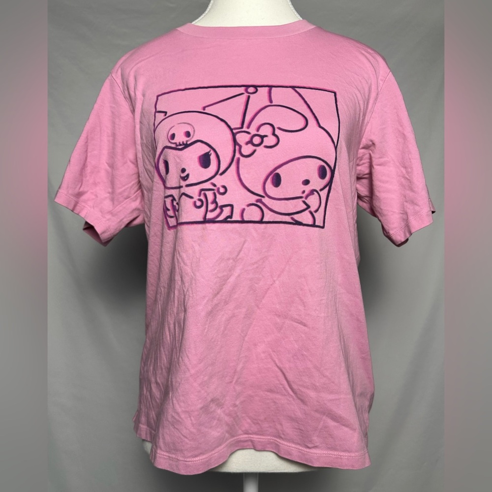 UNIQLO X SANRIO 100% Cotton Pink Kuromi My‎ Melody Short Sleeve Size M